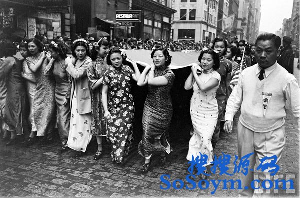 38年纽约抗战募捐活动的中国旗袍美女